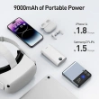 PowerSquid Portable Charger with Built-in 3 Cables, 9000mAh USB C Power Bank Fast Charging 18W PD with LED Display White