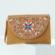 Capri Beaded Straw Clutch - Golden Sand