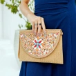 Capri Beaded Straw Clutch - Golden Sand