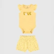 Girls' Cotton Bodysuit &amp; Balloon Shorts Set - Yellow