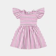 Girl's Striped Knit Dress with Flared Sleeves - Pink &amp; White