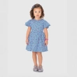Girl's Cotton Chambray Dress &ndash; Cherry Print - Light Blue