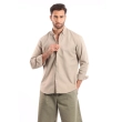 Men's Long Sleeve Shirt - Casual Slim Fit - Light Beige
