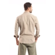 Men's Long Sleeve Shirt - Casual Slim Fit - Light Beige