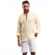 Men's Shirt - Linen Modern Fit - Yellow - White