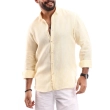 Men's Shirt - Linen Modern Fit - Yellow - White