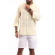Men's Shirt - Linen Modern Fit - Yellow - White