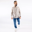 قميص رجالي بأكمام طويلة - قصة عصرية من الكتان -  بيج فاتح