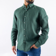 قميص رجالي بأكمام طويلة - قصة عصرية من الكتان - أخضر