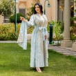 Women's Elegant Regular-Fit Open Abaya with Inner Dress - Embroidered Linen, Elegant Daily Wear