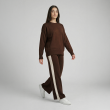Women&rsquo;s Minimalist Knitwear Set With Stitched Blouse &amp; Side-Stripe Trousers &ndash; Brown