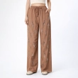 Women&rsquo;s Wide-Leg Trousers With Abstract Pattern &ndash; High-Waist Loose Fit Pants &ndash; Caramel