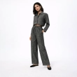 Women&rsquo;s Wide-Leg Trousers With Abstract Pattern &ndash; High-Waist Loose Fit Pants &ndash; Grey