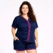 Women&rsquo;s Curvy Pajama Set - Button-Front Short Sleeve Top and Shorts - Soft and Comfortable 2-Piece Sleepwear
