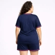 Women&rsquo;s Curvy Pajama Set - Button-Front Short Sleeve Top and Shorts - Soft and Comfortable 2-Piece Sleepwear