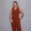 Women&rsquo;s Two-Piece Set - Matching Top and Pants Outfit - Soft Comfortable Loungewear or Casual Wear Set - Brown