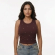 Women&rsquo;s Cotton Tank Top - Sleeveless Shirt with Crystal Details - Soft and Stylish Casual Wear
