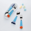 Flex &amp; Lock FlexWarez Kids Ergonomic Utensil Set (Blue) &ndash; Self-Feeding Stainless Steel Spoon and Fork for Toddlers, Customizable Silicone Handles