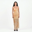 The Soleil Drape  Dress - Ruched Sculpting Maxi - Marbled Sun Yellow
