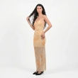The Soleil Drape  Dress - Ruched Sculpting Maxi - Marbled Sun Yellow