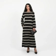 The Santorini Black Dress - Backless Knit Maxi - Aegean Striped