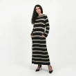 The Santorini Black Dress - Backless Knit Maxi - Aegean Striped
