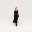 The Nyra Dress - Ribbed Knit with Button Detail - Black
