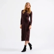 The Nyra Dress - Ribbed Knit with Button Detail - Brown