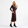 The Nyra Dress - Ribbed Knit with Button Detail - Brown