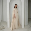 Women's Pleated Elegant Maxi Dress - Pure Timeless Luxury Evening Wear - Cream