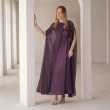 Women's Shoulder Scarf Maxi Dress - Elegant Evening Wear - Purple