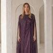 Women's Shoulder Scarf Maxi Dress - Elegant Evening Wear - Purple