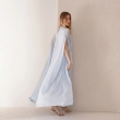 Women's Shoulder Scarf Maxi Dress - Elegant Evening Wear - Light Blue