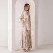 Women's Printed Flowing Maxi Dress - Elevated Daywear - Beige