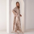 Women's Printed Flowing Maxi Dress - Elevated Daywear - Beige
