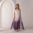 Women's Ombr&eacute; Flowing Maxi Dress - Elegant Gradient Evening Wear - Cream &amp; Purple