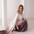 Women's Ombr&eacute; Flowing Maxi Dress - Elegant Gradient Evening Wear - Cream &amp; Brown