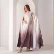 Women's Ombr&eacute; Flowing Maxi Dress - Elegant Gradient Evening Wear - Cream &amp; Brown