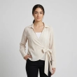 Women's Regular Wrap Shirt - Sophisticated Casual &amp; Elevated Evening Wear - Beige/Burgundy