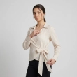 Women's Regular Wrap Shirt - Sophisticated Casual &amp; Elevated Evening Wear - Beige/Burgundy