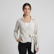 Women's Regular Wrap Shirt - Sophisticated Casual &amp; Elevated Evening Wear - Beige/Black