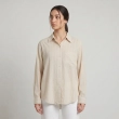 Women's Regular Striped Shirt - Effortless Casual &amp; Smart-Casual Wear - Beige