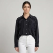Women's Regular Striped Shirt - Effortless Casual &amp; Smart-Casual Wear - Black