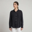Women's Regular Striped Shirt - Effortless Casual &amp; Smart-Casual Wear - Black