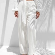 Women's Regular Wide-Leg Pants - Chic Comfort &amp; Elegant Daily Loungewear - White