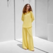 Women's Regular Wide-Leg Pants - Luxurious Travel &amp; Elegant Casual Wear - Yellow