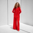 Women's Regular Wide-Leg Pants - Luxurious Travel &amp; Elegant Casual Wear - Red