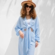 Women's Regular Sophisticated Shirt - Casual Luxury &amp; Effortless Resort Wear - Powder Blue