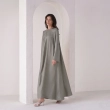 Women's Scarf Attached Maxi Dress - Minimalist Regal Evening Wear - Grey