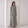 Women's Scarf Attached Maxi Dress - Minimalist Regal Evening Wear - Grey
